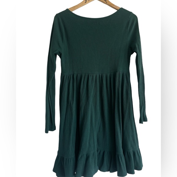 Wild Fable Long Sleeve Dark Green Knit Ruffle Trim Mini Dress - Picture 2 of 6